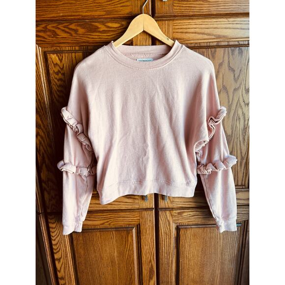 For the Republic Pink Ruffle Sleeve Sweatshirt XS - Picture 4 of 8